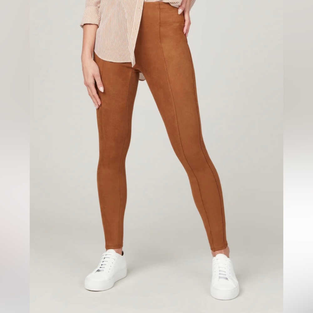 Spanx Faux Suede Leggings Rich Caramel Size XS